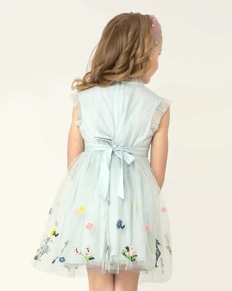 CHERRY CRUMBLE BY NITT HYMAN Fit & Flare Dress with Floral Embroidery | KIDS