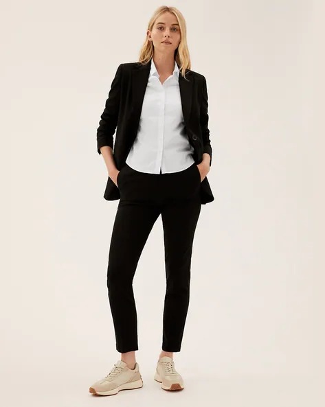 MARKS & SPENCER Slim Fit Shirt with Curved Hemline | WOMEN