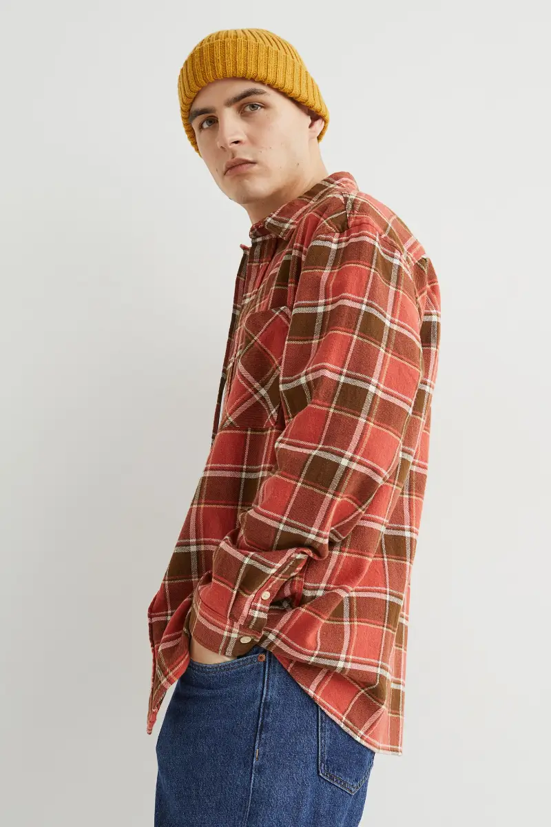 Men Slim Fit Collared Striped Long Sleeve Shirt | Shirts
