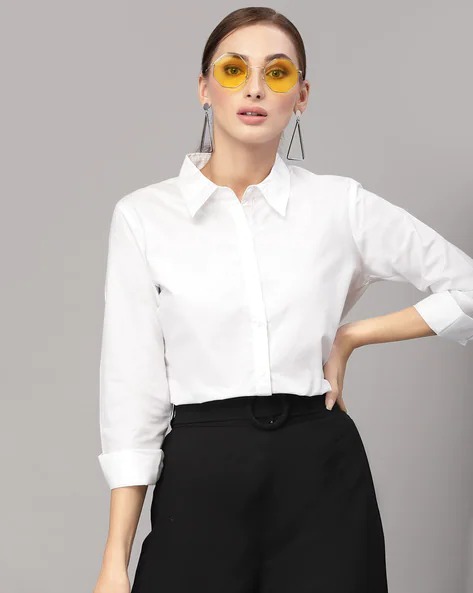 STYLE QUOTIENT Full-Sleeve Shirt with Spread Collar | WOMEN