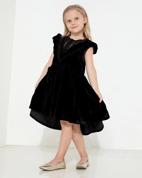 CHERRY CRUMBLE BY NITT HYMAN Textured V-neck Fit & Flare Dress | KIDS