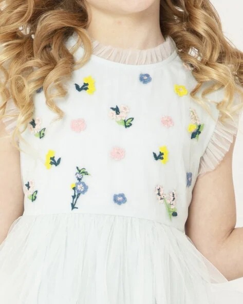 CHERRY CRUMBLE BY NITT HYMAN Fit & Flare Dress with Floral Embroidery | KIDS