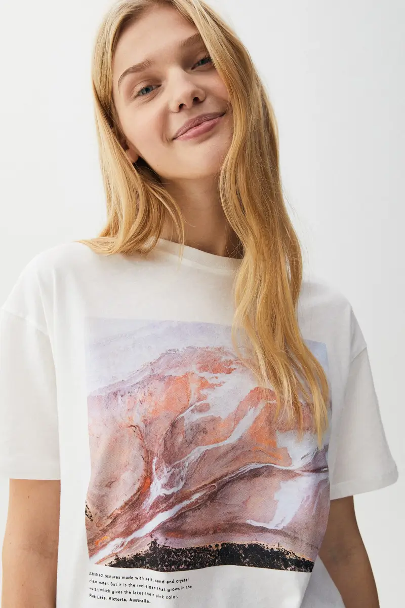 Short Sleeve T-Shirt With Landscape Graphic | Tops