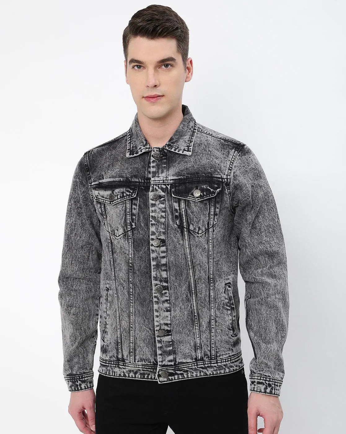 HIGH STAR Slim Fit Denim Jacket with Flap Pockets | MEN