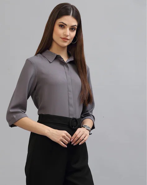 STYLE QUOTIENT Shirt with Spread Collar | WOMEN