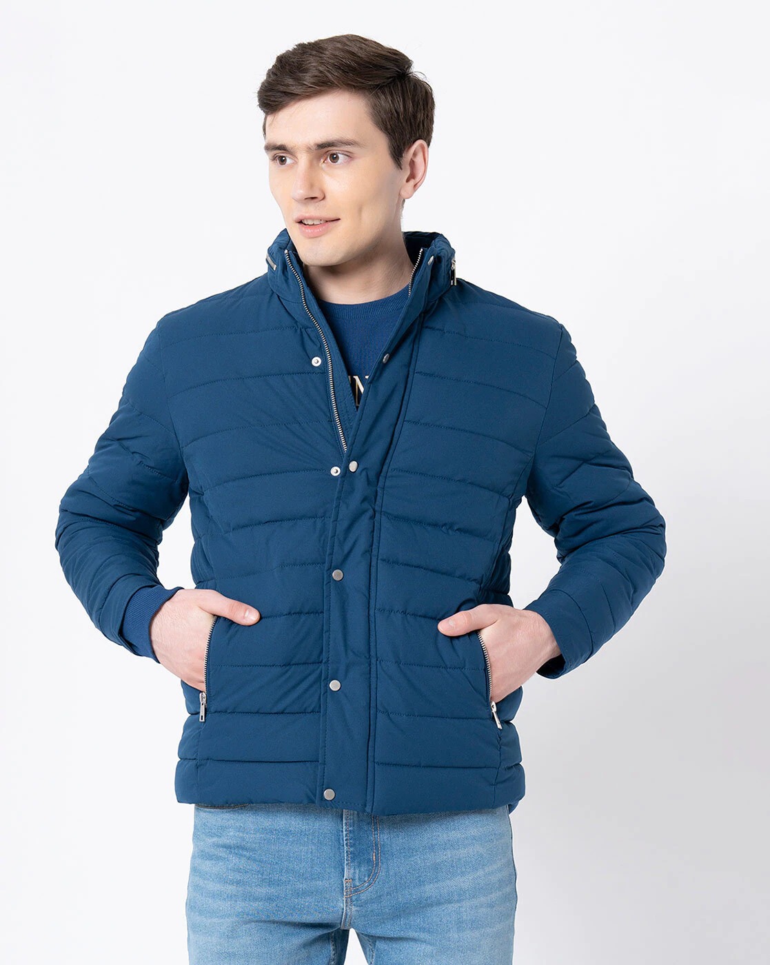 RED TAPE Quilted Puffer Jacket with Button Closure | MEN