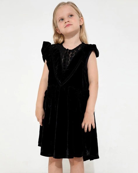 CHERRY CRUMBLE BY NITT HYMAN Textured V-neck Fit & Flare Dress | KIDS