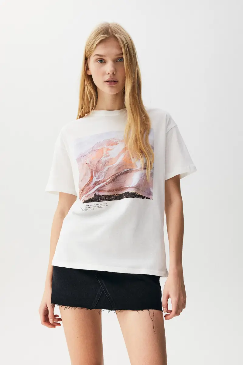 Short Sleeve T-Shirt With Landscape Graphic | Tops