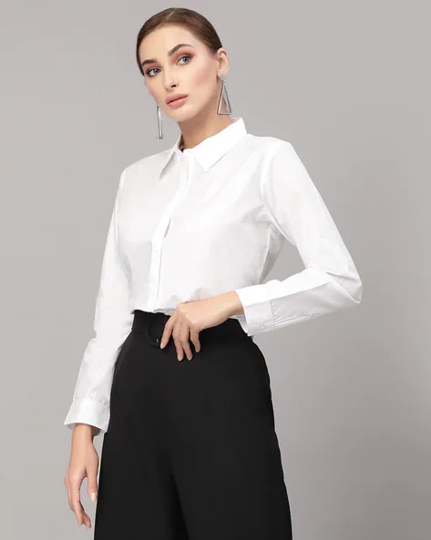 STYLE QUOTIENT Full-Sleeve Shirt with Spread Collar | WOMEN