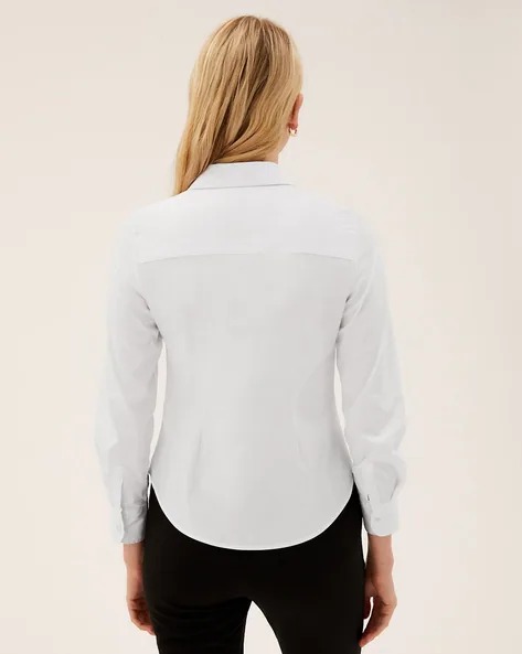 MARKS & SPENCER Slim Fit Shirt with Curved Hemline | WOMEN