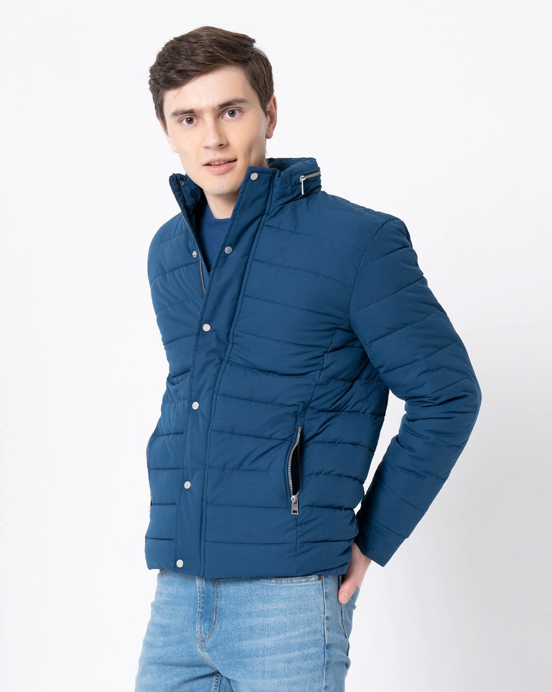 RED TAPE Quilted Puffer Jacket with Button Closure | MEN