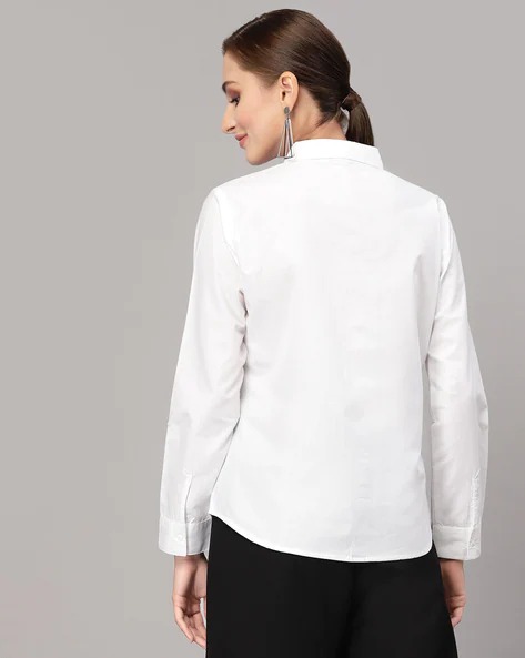 STYLE QUOTIENT Full-Sleeve Shirt with Spread Collar | WOMEN