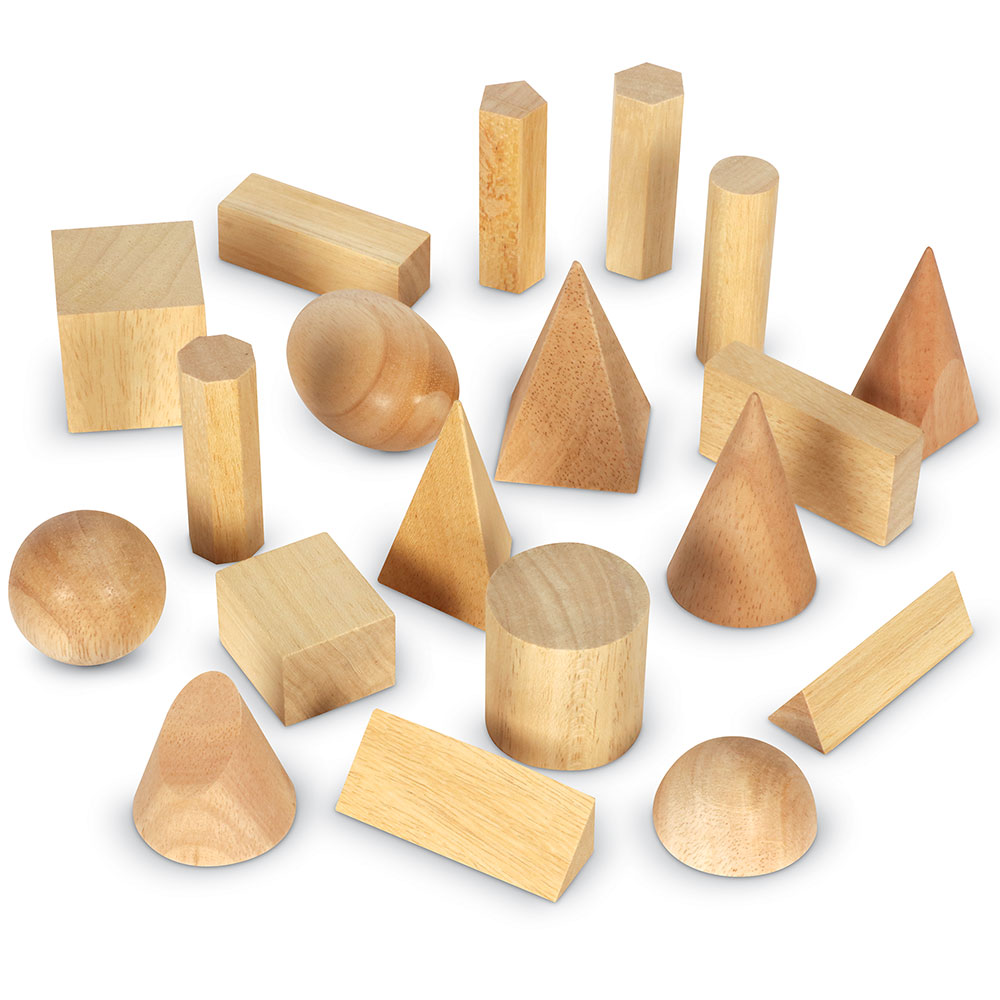 Wooden Geometric Solids, Set of 19 | Maths Activities